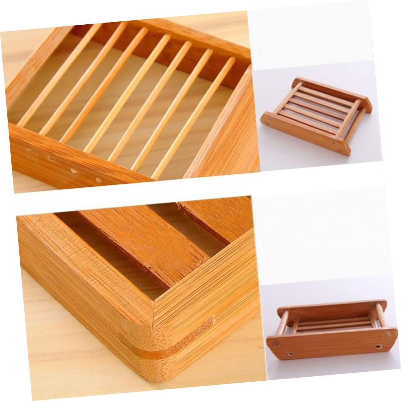 WOONEKY Wooden Soap Dish with Drain Holes
