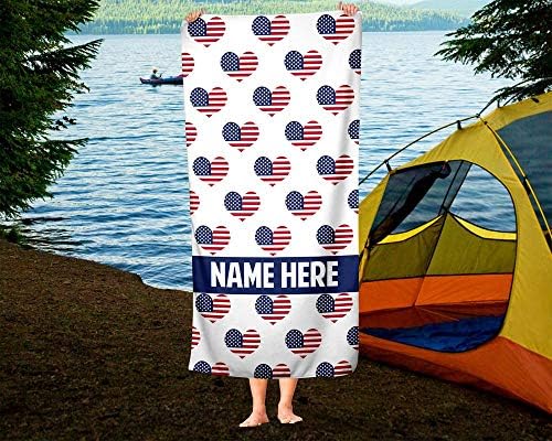 Personalized Corner Extra Large American Heart Pattern Towel