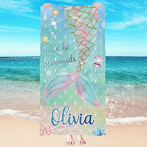 Personalized Oversized Beach Towel with Name for Kids