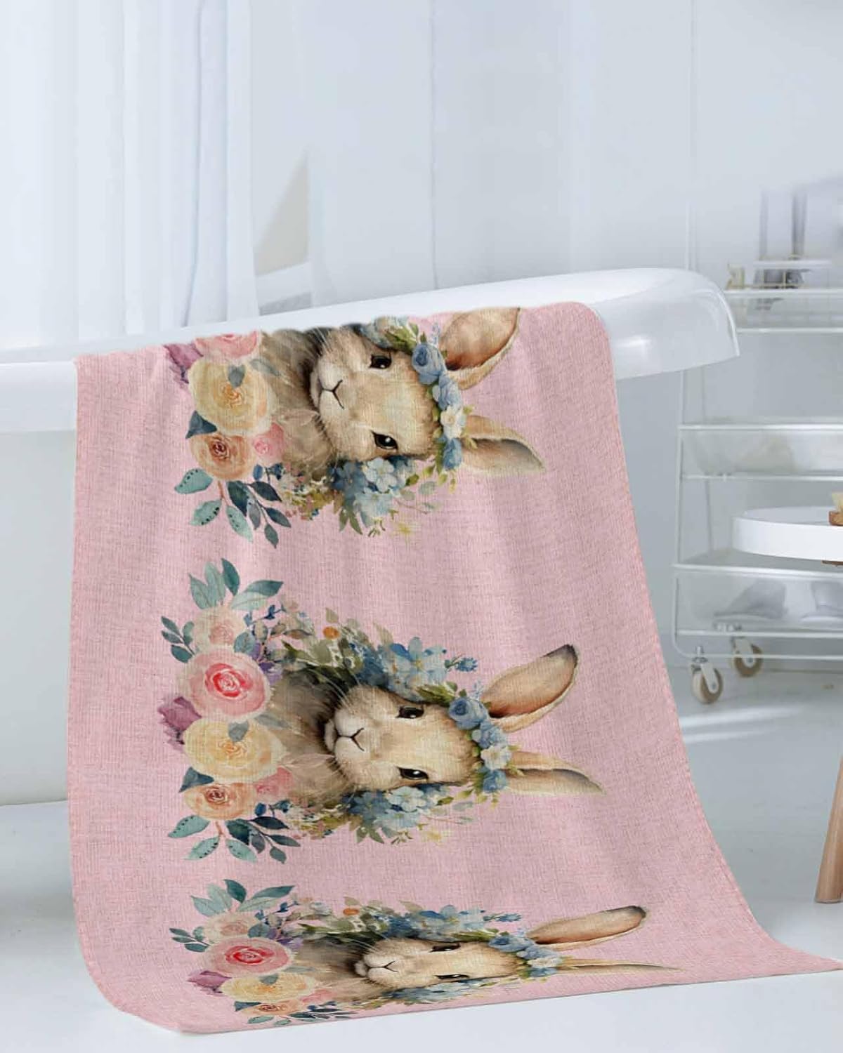 ZOE GARDEN Easter Bunny Pink Bathroom Towel Set 3-PC