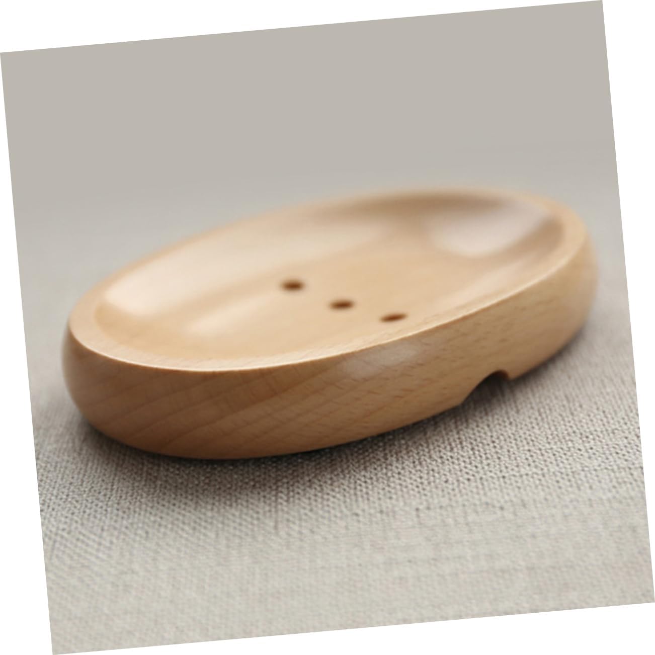 KONTONTY Wooden Soap Dish Drainer Holder Oval Round for Bathroom