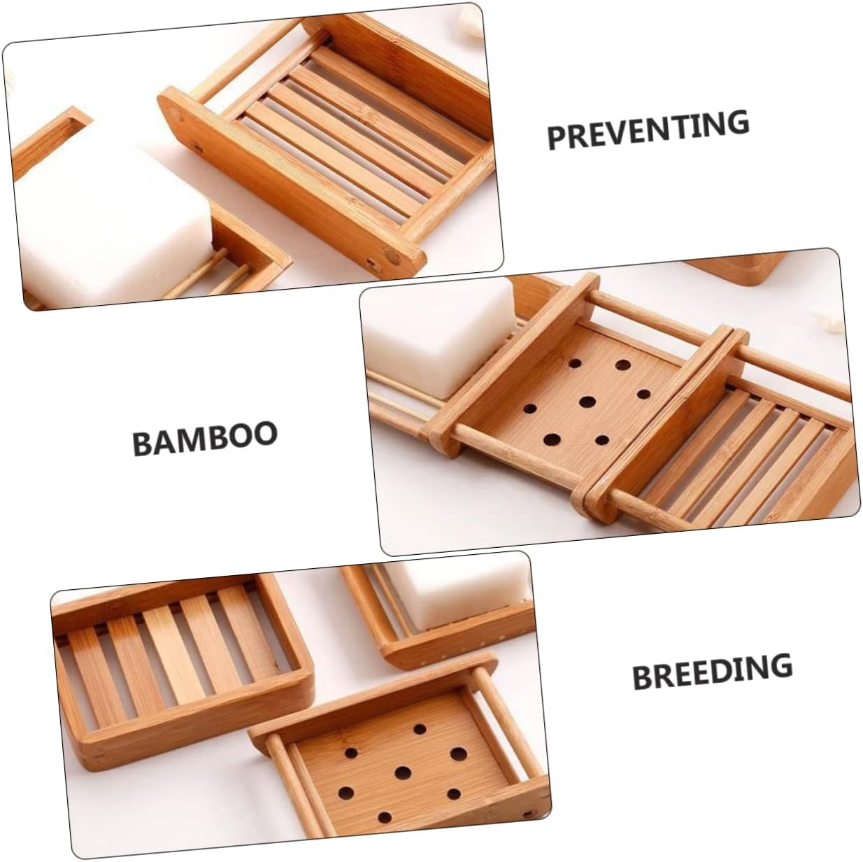 COOLHIYA 2pcs Soap Tray for Bathroom Natural Wood Style Sink Holder