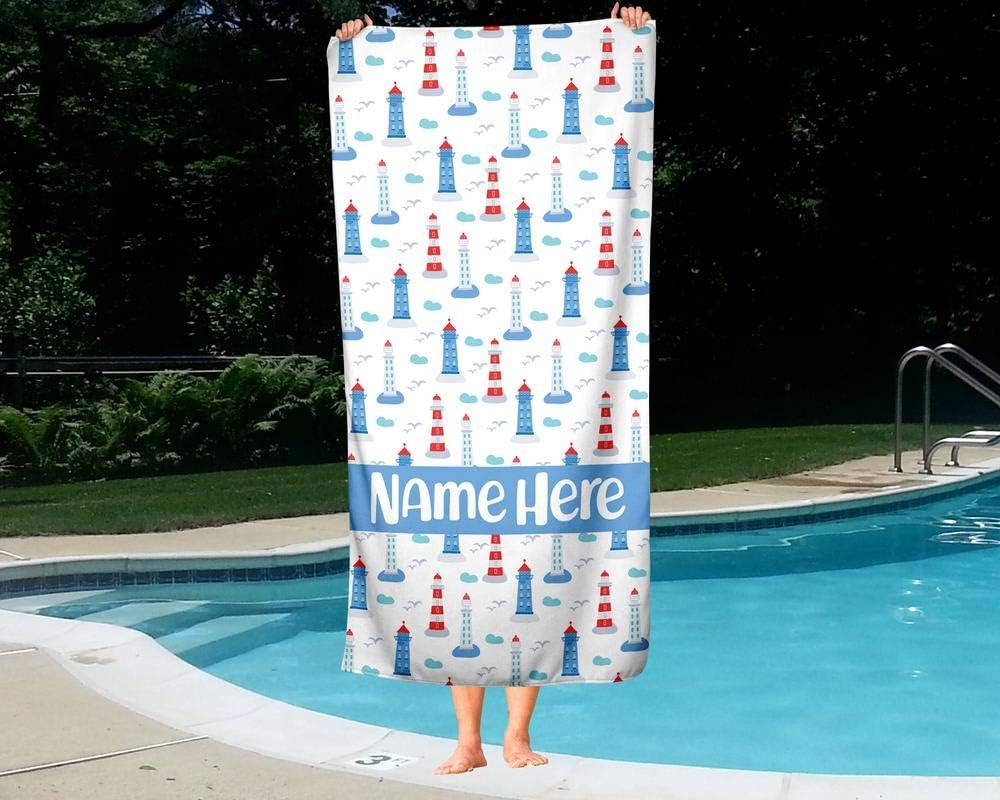 Personalized Corner Extra Large Ocean Lighthouse Towel