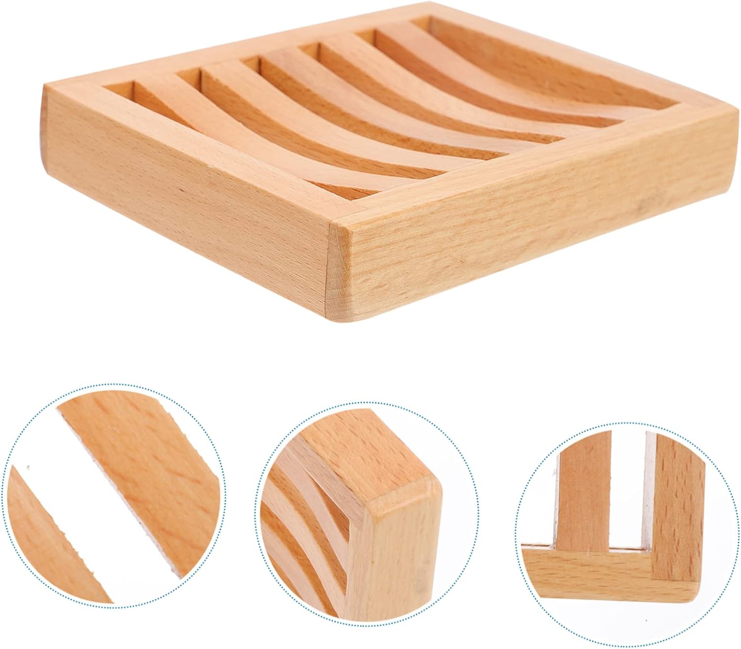 FONDOTIN Wooden Soap Dish Beech Holder Drainage