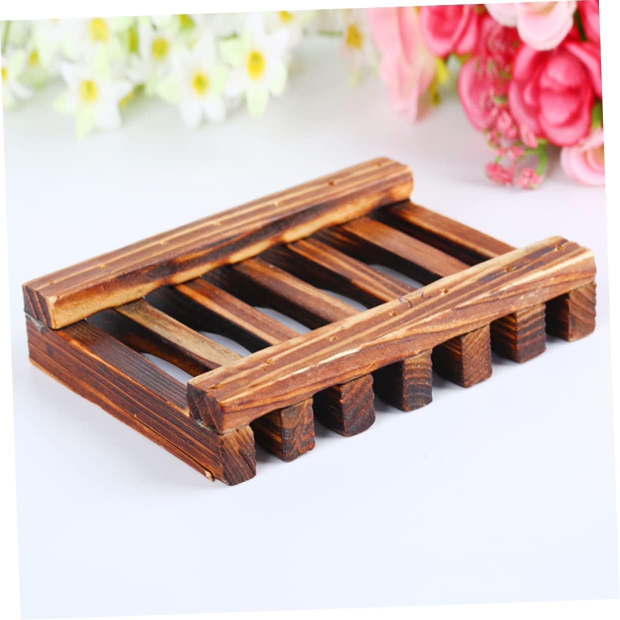 Luxshiny 4-Piece Bamboo Soap Holder Set