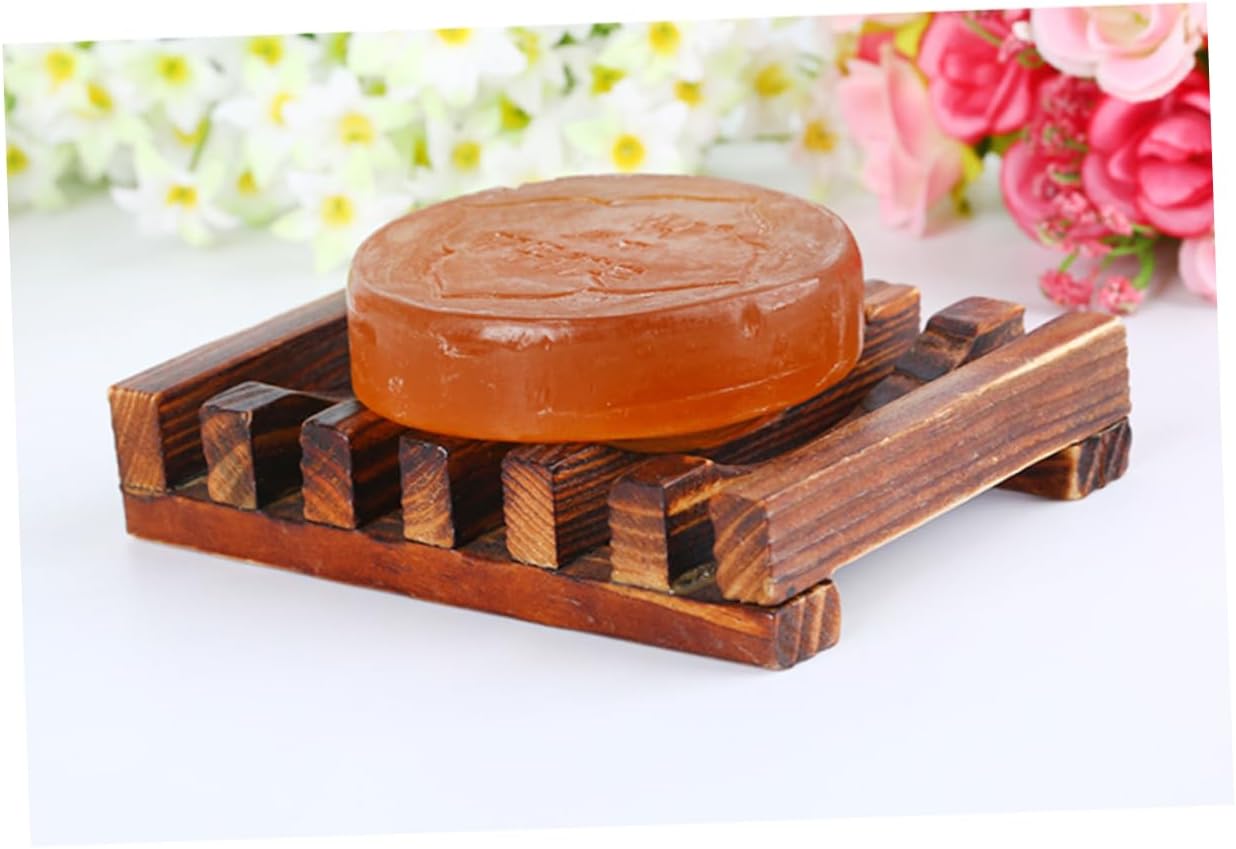 4PC Carbonized Wood Soap Holder for Kitchen Bathroom Countertops