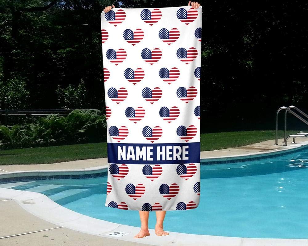 Personalized Corner Extra Large American Heart Pattern Towel