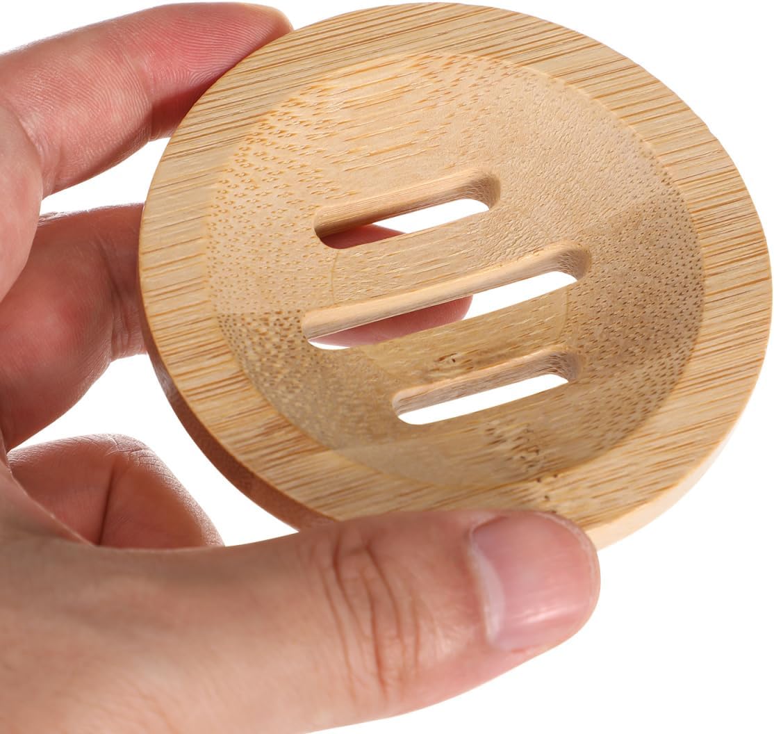 TOPBATHY Bamboo Soap Dish 2pcs Round Bath Holder