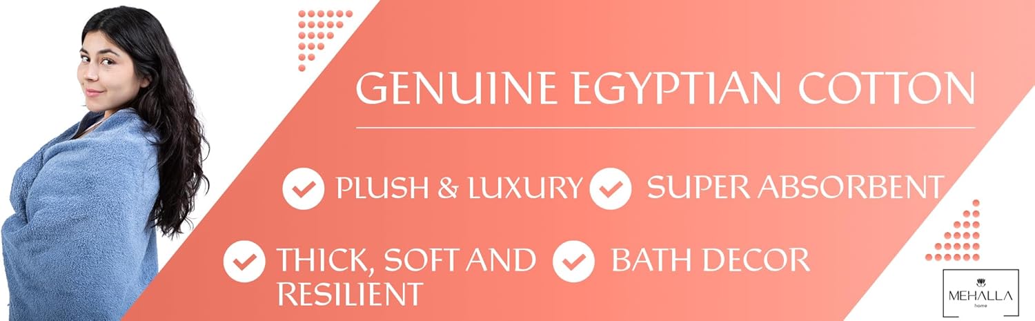 Mehalla Egyptian Cotton Towel Set of 6 - Ultra Soft Quick Dry