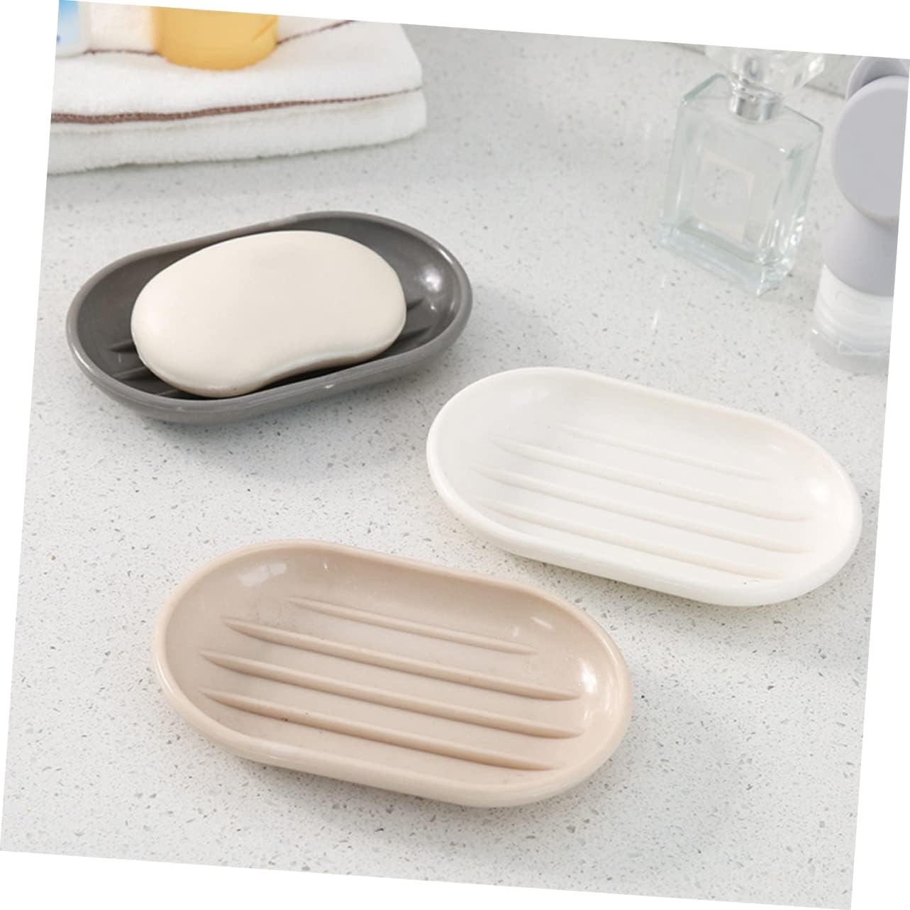 Oval PP Soap Dish for Bathroom Countertop
