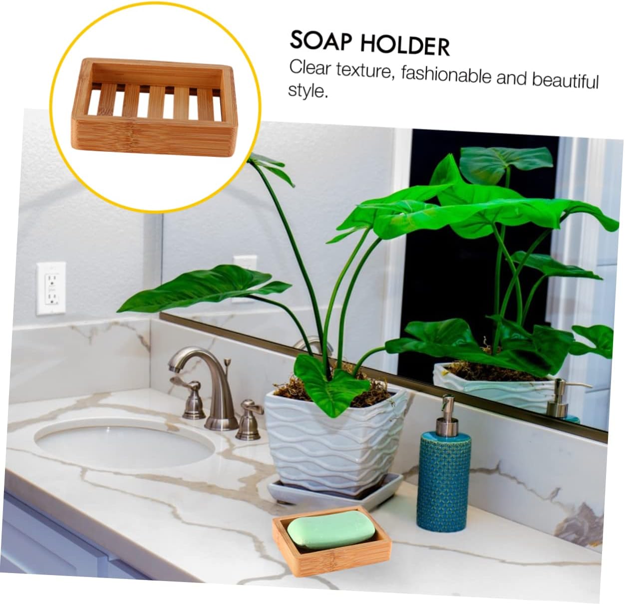 Bamboo Soap Dispenser Leaf Shape Wood Holder