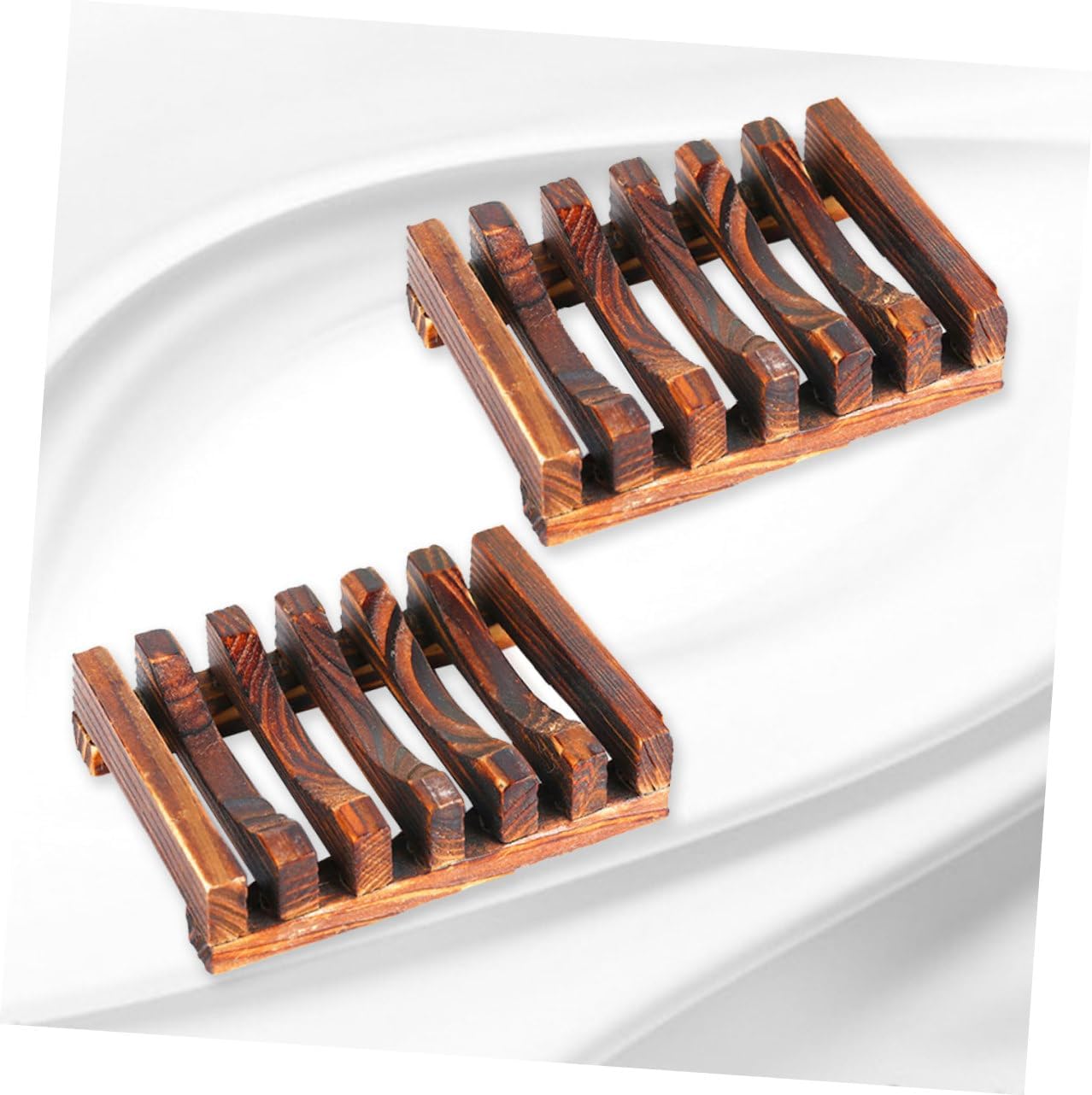 IMIKEYA 2PCS Wood Soap Dish with Drainage for Kitchen Bathroom
