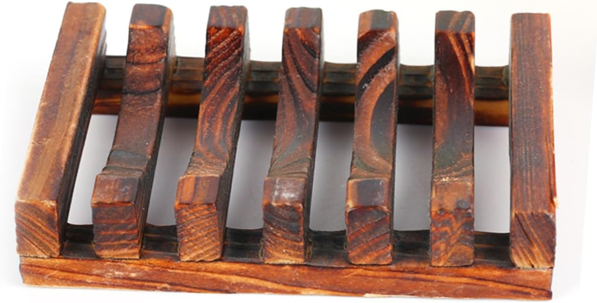 PRETYZOOM Bamboo Soap Dish Wooden Holder for Kitchen and Bathroom