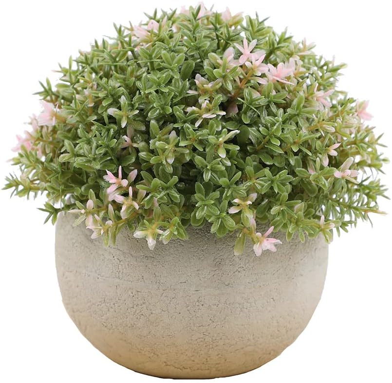 YYIDYLLIC Mini Artificial Potted Plants with Grey Pots