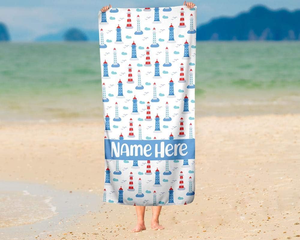 Personalized Corner Extra Large Ocean Lighthouse Towel