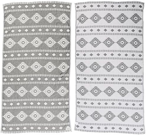 Bersuse Turkish Towel Set of 6 - 37x70 Inches Silver Gray