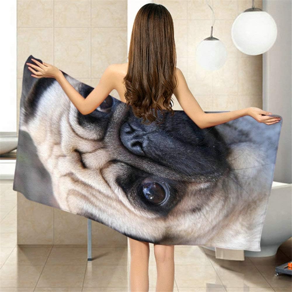Moslion Soft Bath Towels for Pug Dogs and People 64x32 Inches