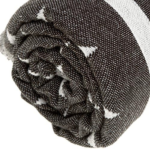 Bersuse Turkish Towel Set of 3 - 39x71 Inches Black