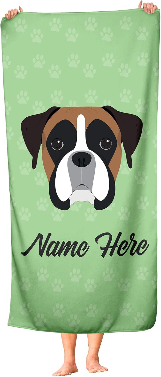 Personalized Boxer Face Beach Bath Towels