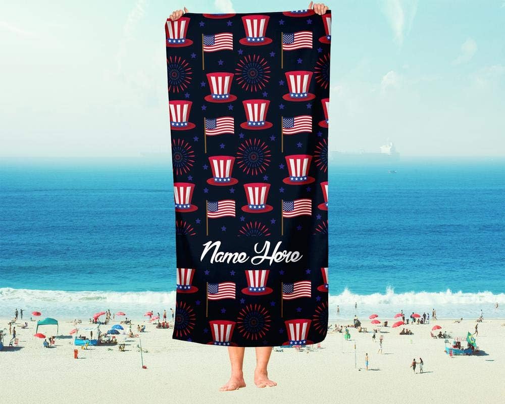 Personalized Corner Extra Large Patriotic Uncle Sam July 4th Towel
