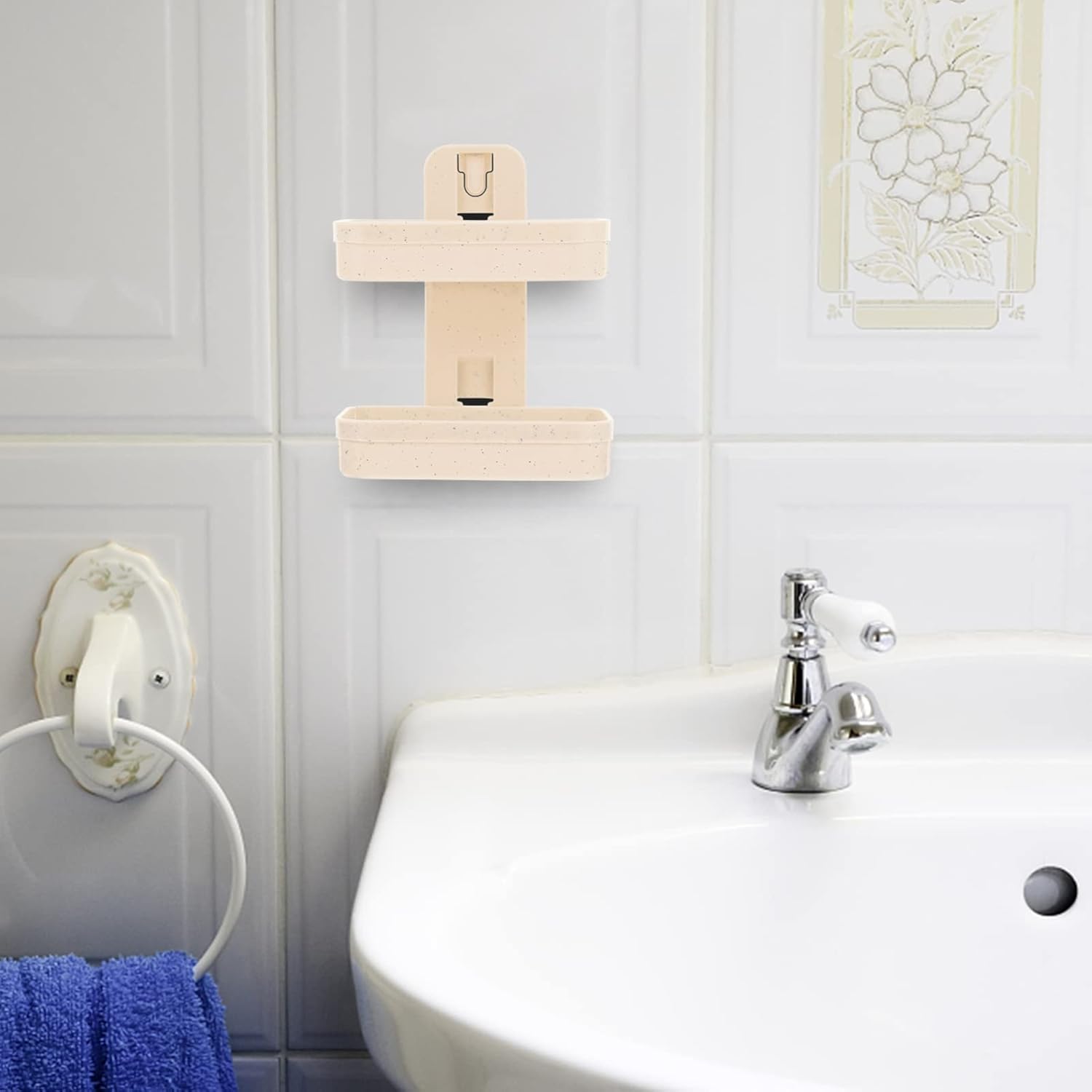 PRETYZOOM Wall Adhesive Double Layer Soap Holder