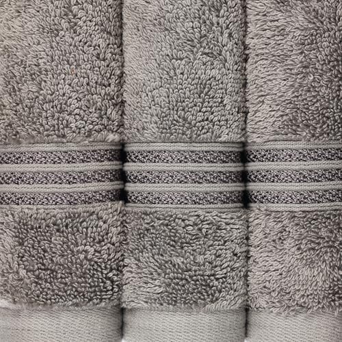 Superior Egyptian Cotton 3-Piece Towel Set - Charcoal Black and White