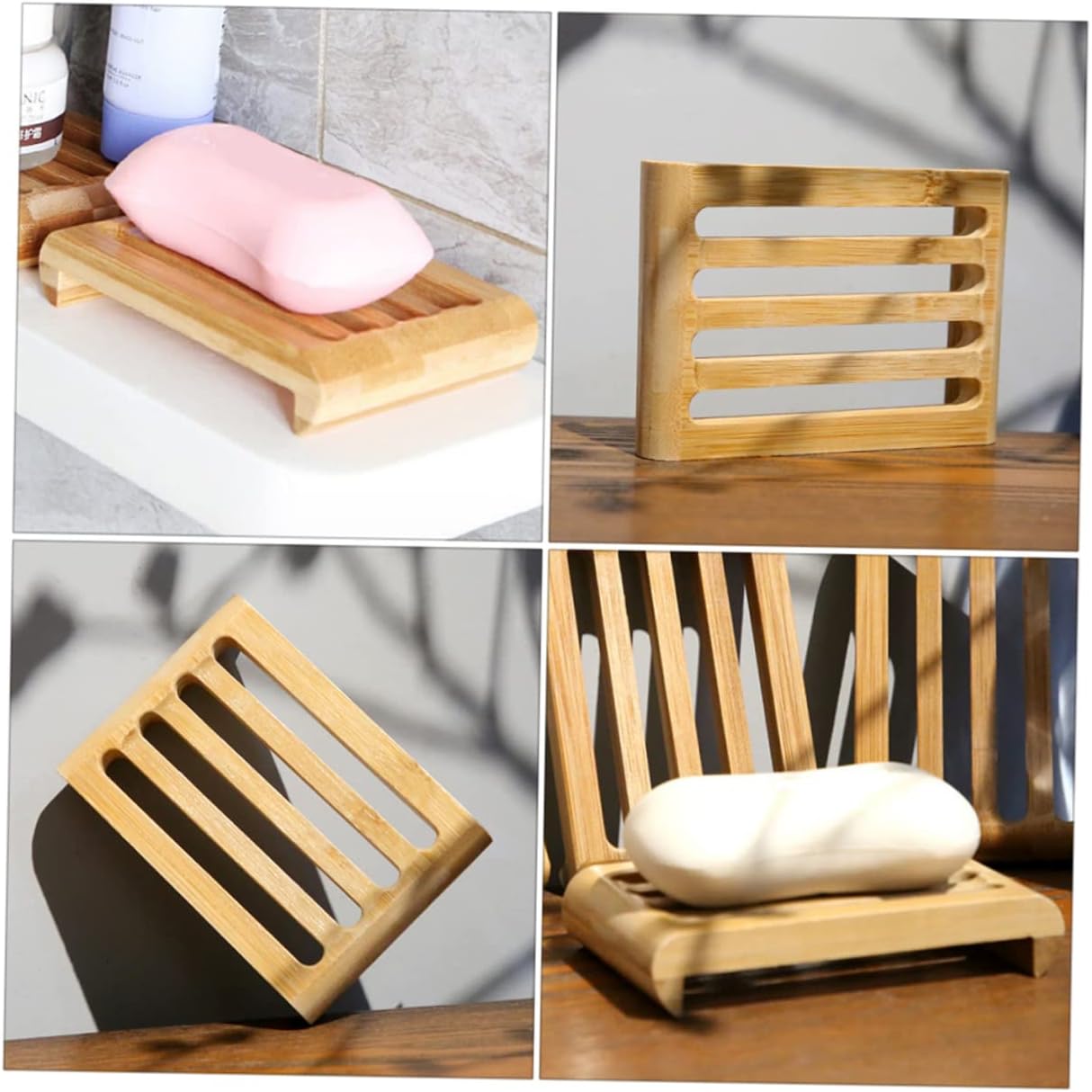 Cedar Soap Dishes Self-Draining Bamboo Holder for Kitchen Bathroom
