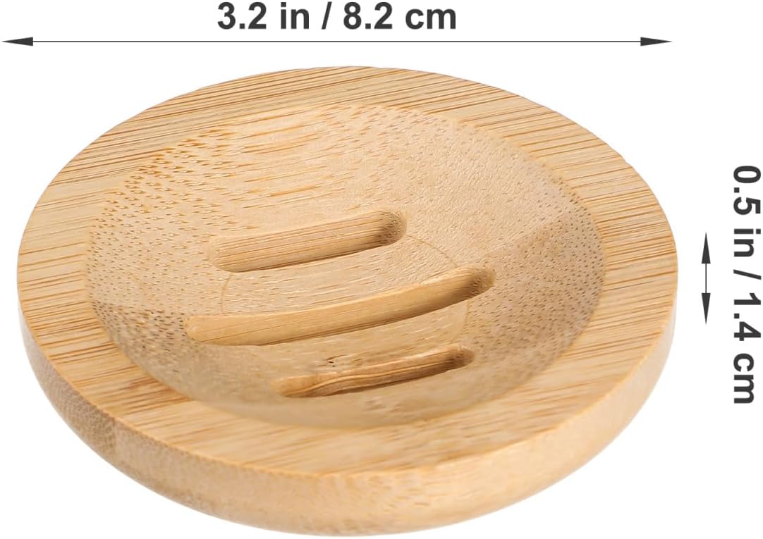 TOPBATHY Bamboo Soap Dish 2pcs Round Bath Holder