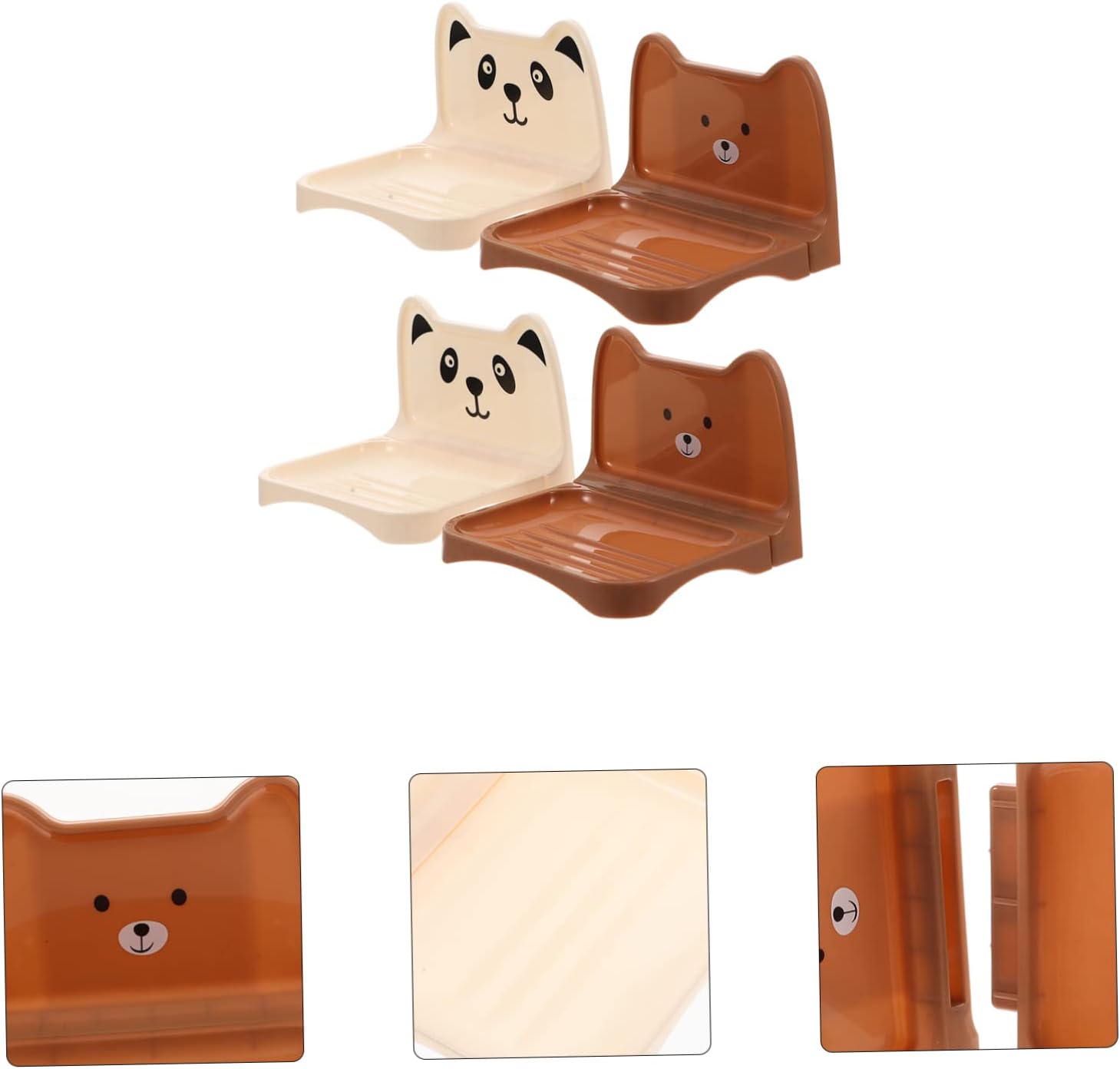4PCS Cartoon Bear Wall Mounted Soap Racks Suction Cup Holder