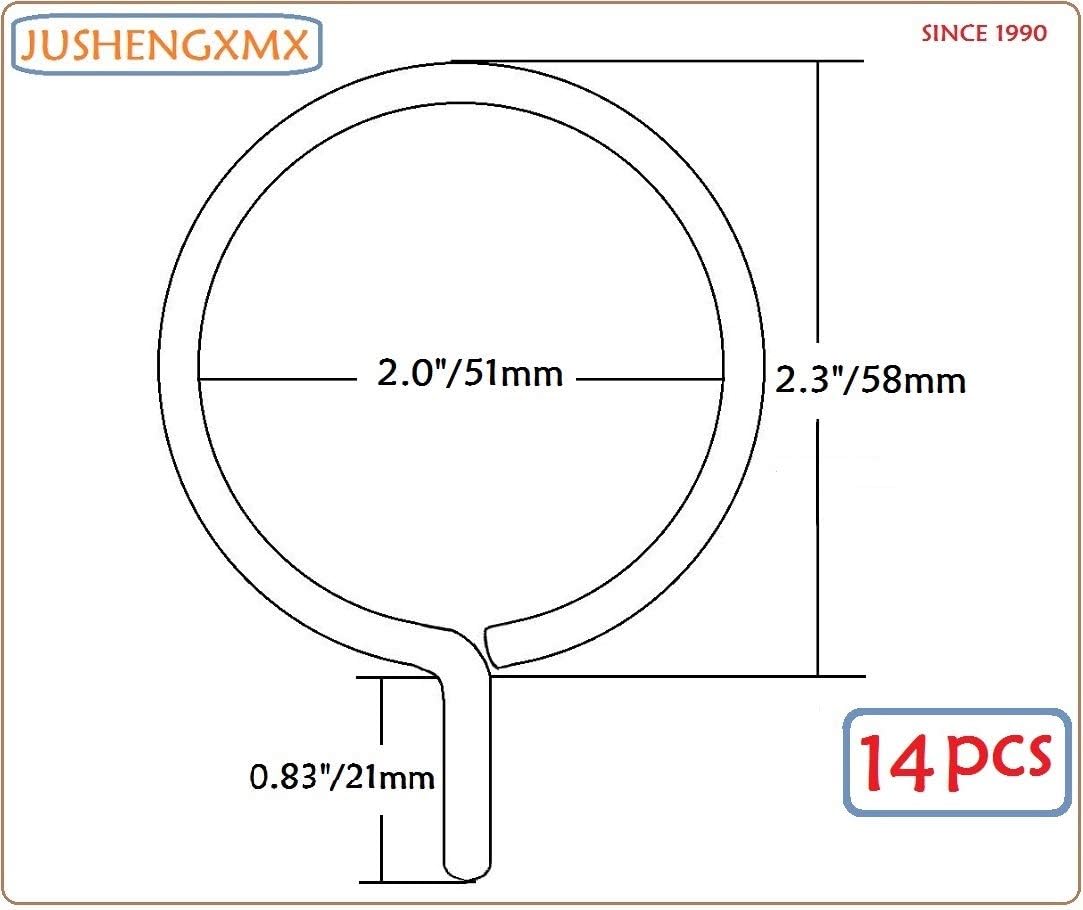 JushengXMX Curtain Rings - 23 Black Metal Set of 14