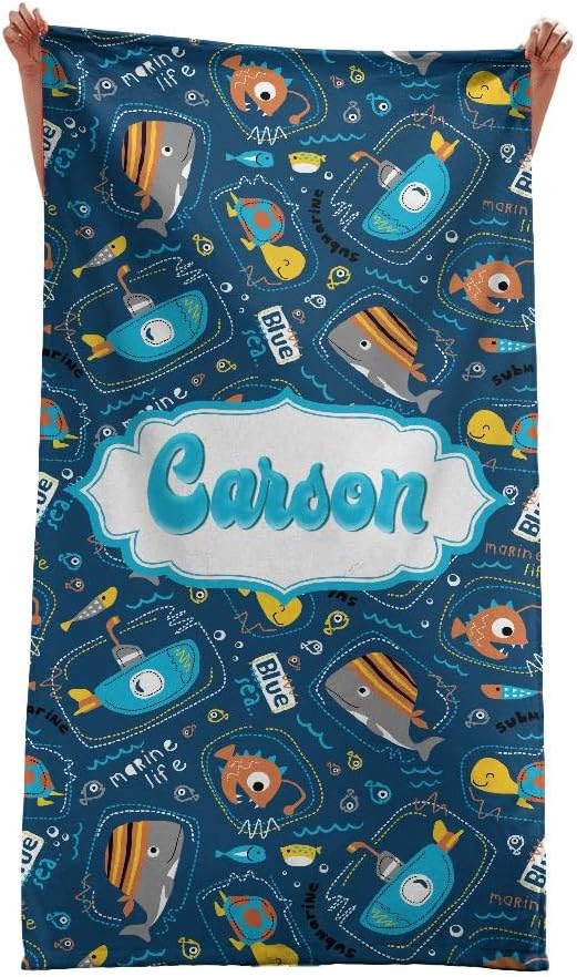 Personalized Name Submarine Beach Towel for Kids and Adults