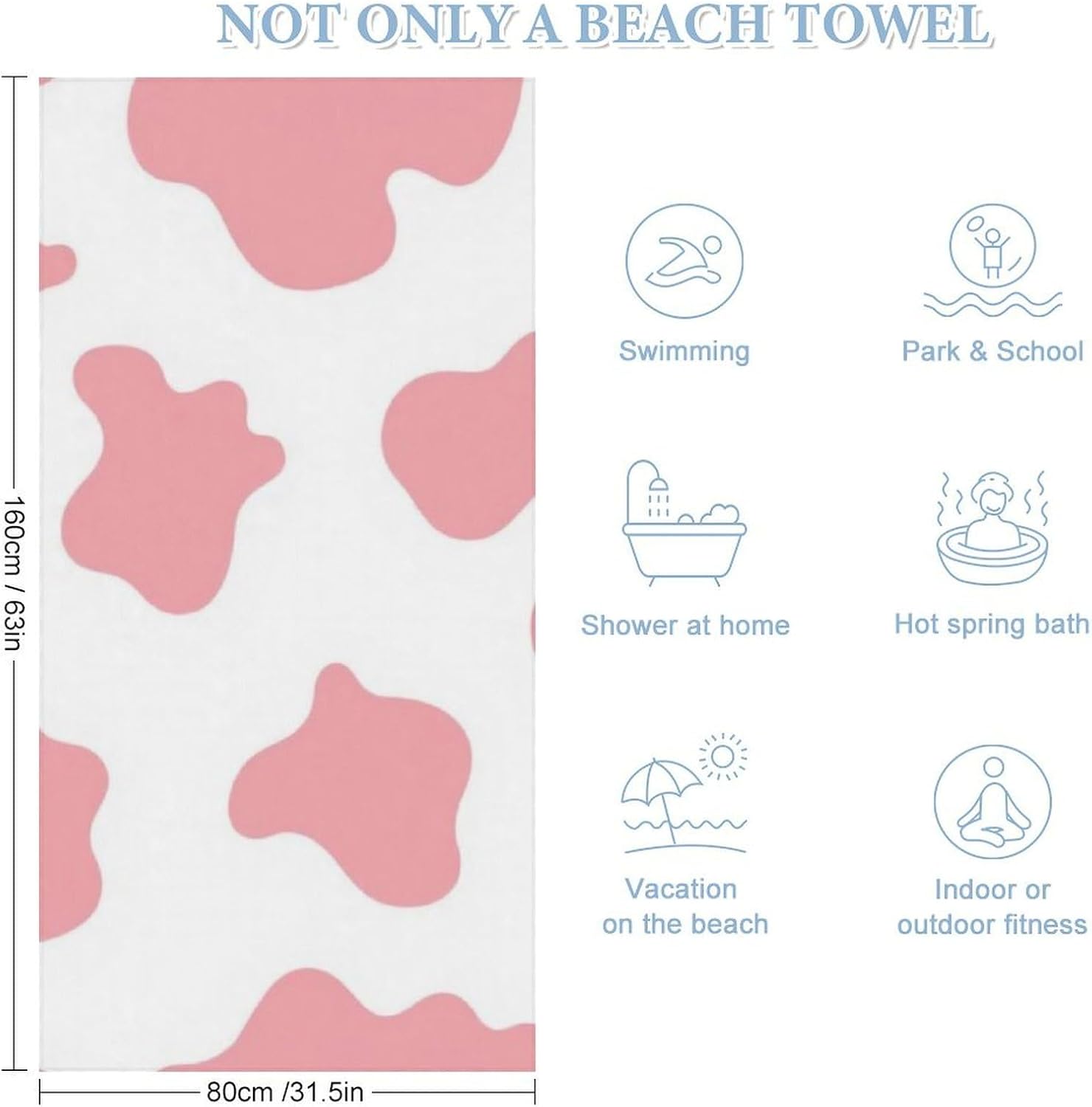 4SEE Cute Cow Print Beach Towel Extra Large 63x315 Inches
