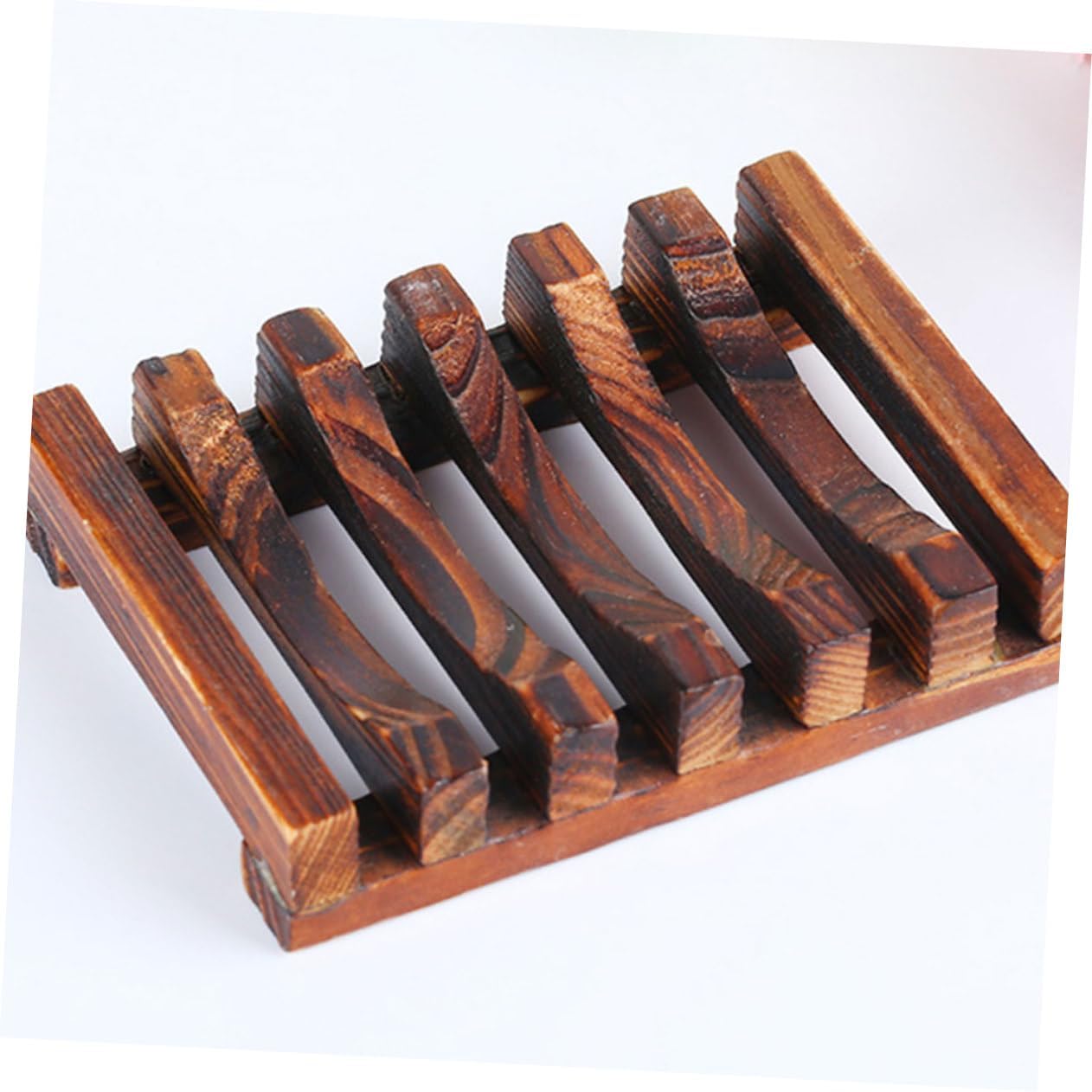 2pcs Wooden Carbonized Soap Dish Holder for Kitchen and Bathroom