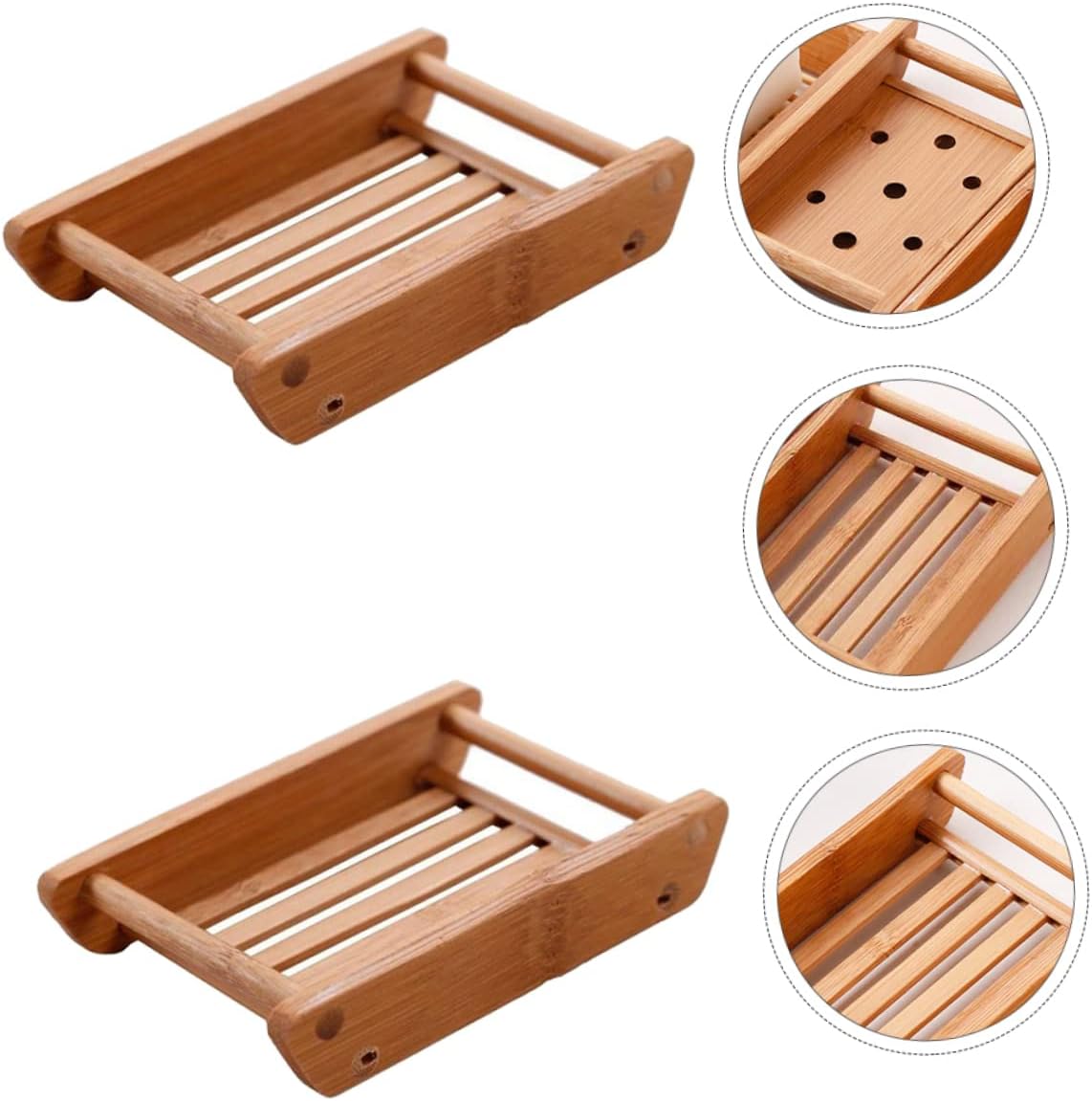 Amosfun 2pcs Wooden Soap Tray for Bathroom