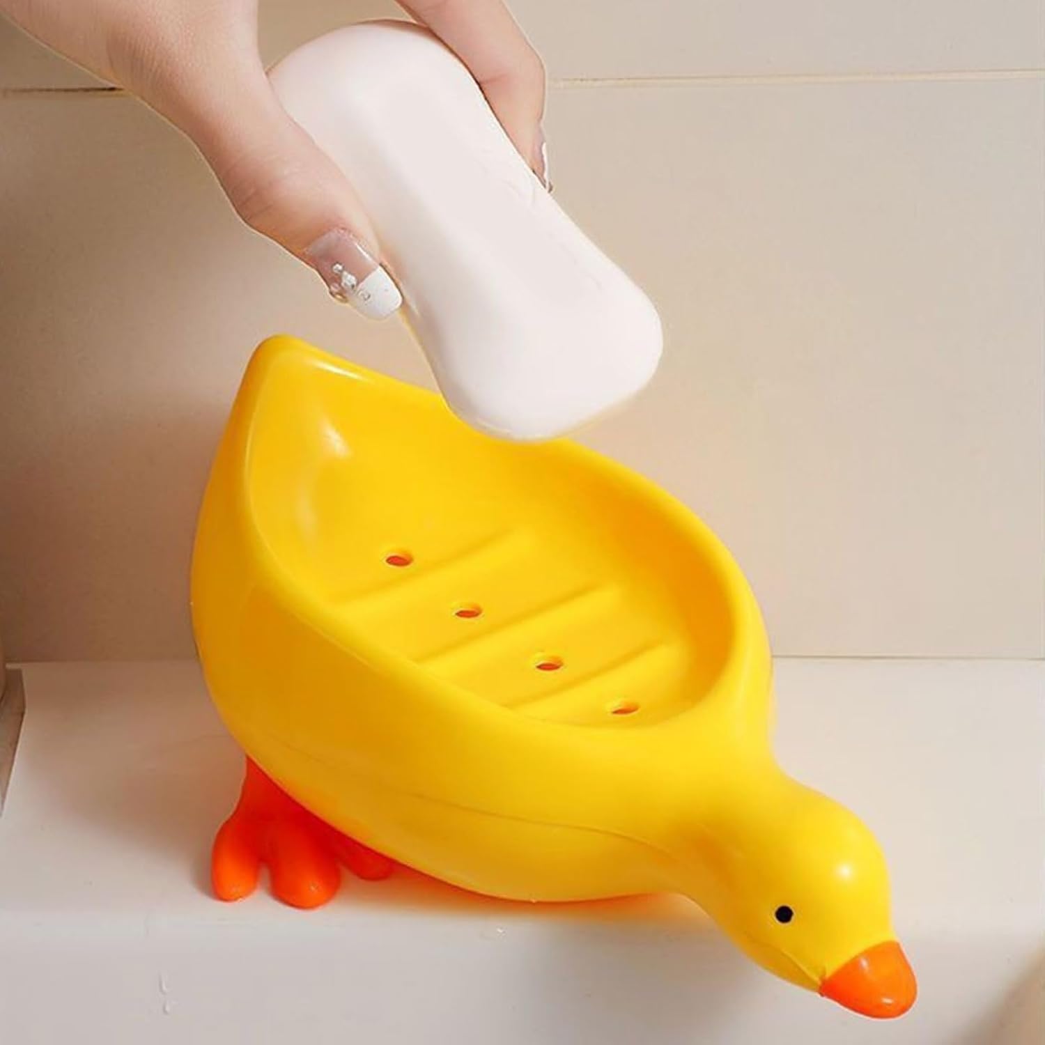 Cute Duck Soap Holder with Drainage for Shower