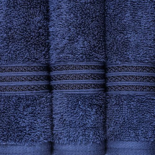 Superior Egyptian Cotton Towel Set of 8 Navy Blue
