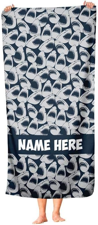 Personalized Colorful Ocean Shark Towel for Kids