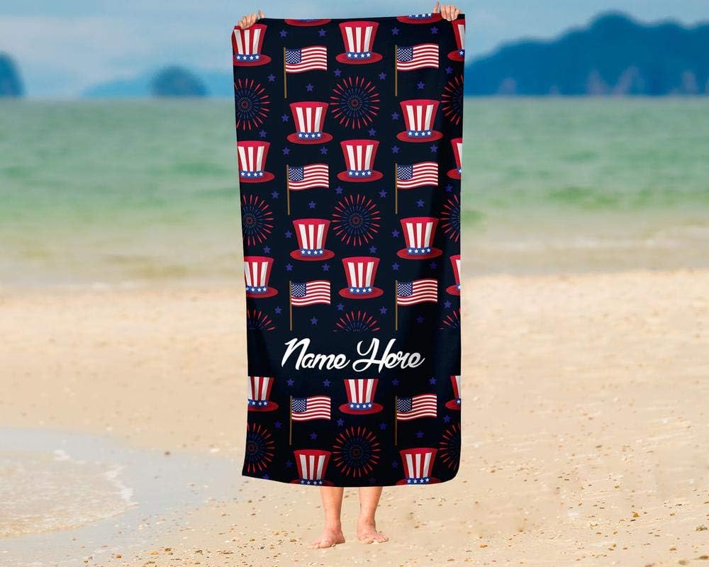Personalized Corner Extra Large Patriotic Uncle Sam July 4th Towel