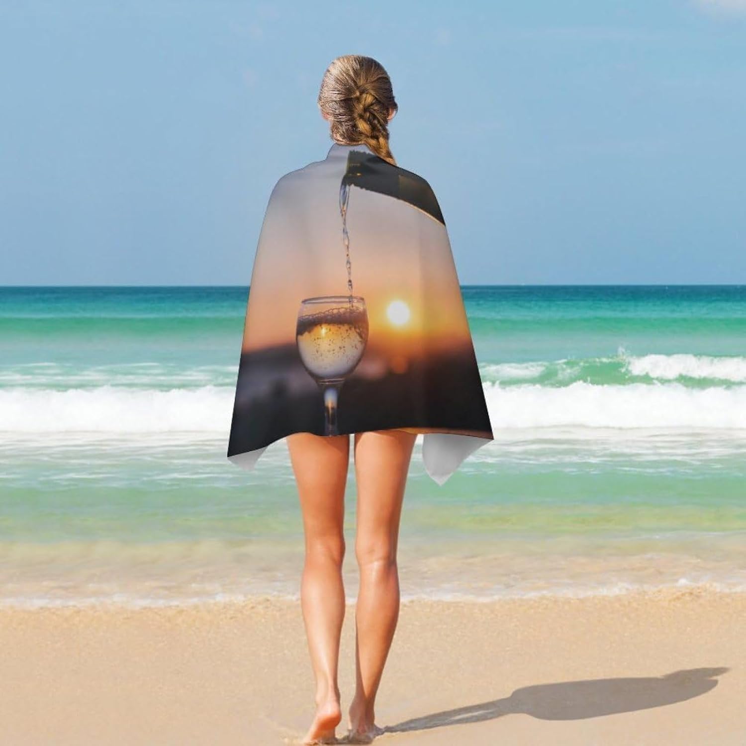 Sxakswol Wine Glass Beach Towel Oversized 36x72 Inch