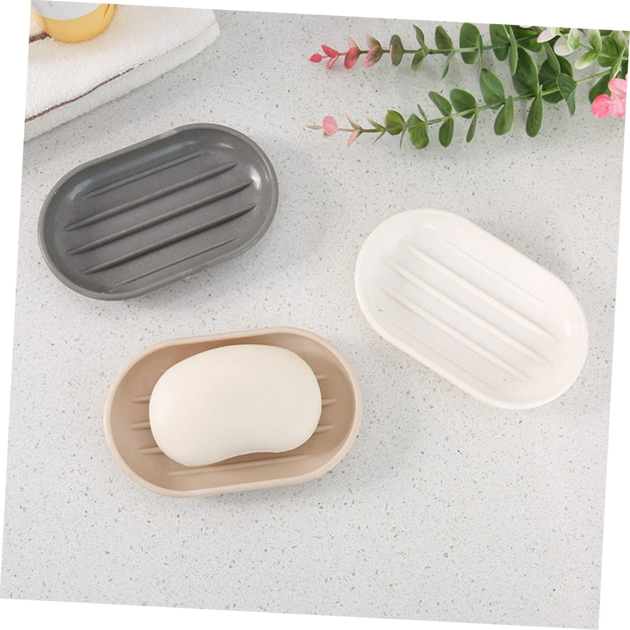 VOSAREA Oval Soap Dish Beige PP Material