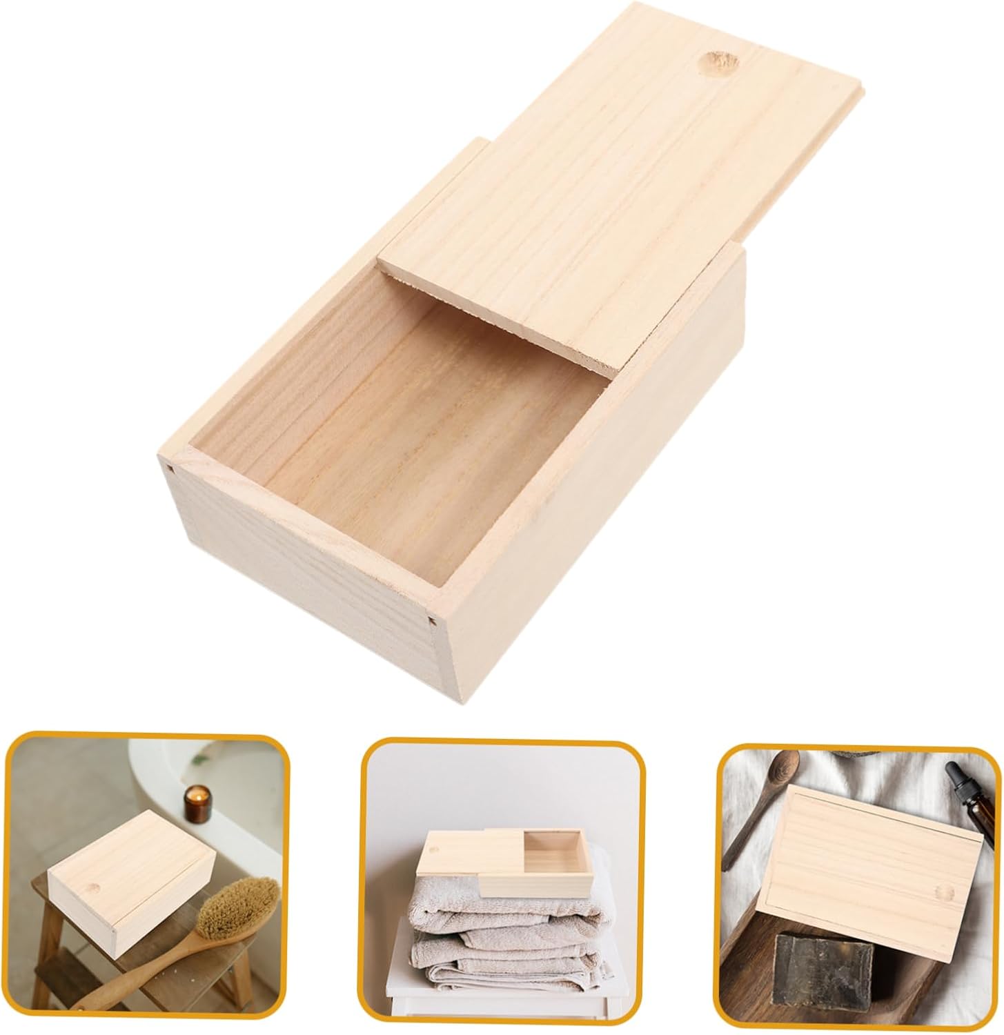 Homoyoyo Wooden Soap Dish with Lid - Elegant Bathroom Holder 1