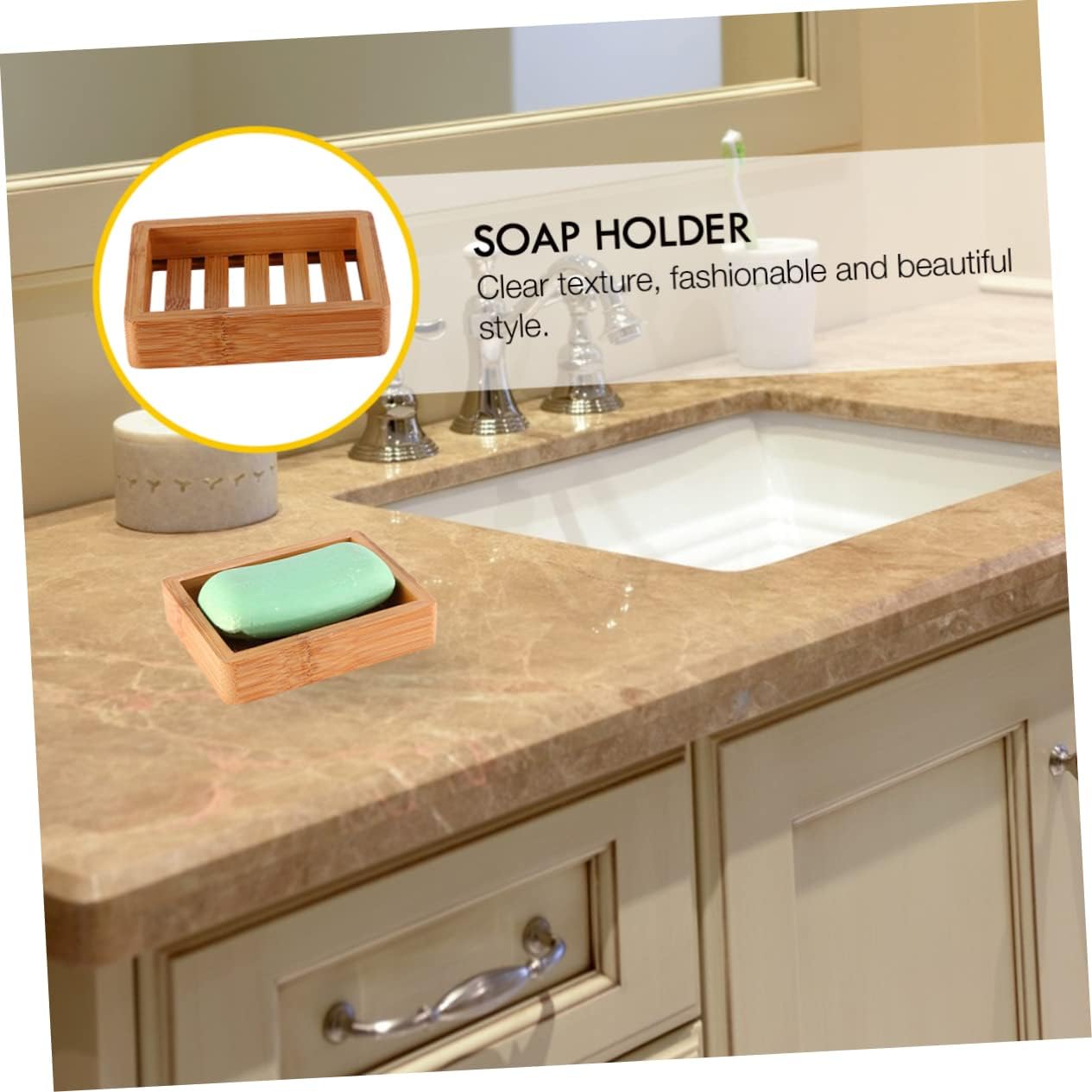 Luxshiny Bamboo Soap Holder Wooden Drainage Tray 1