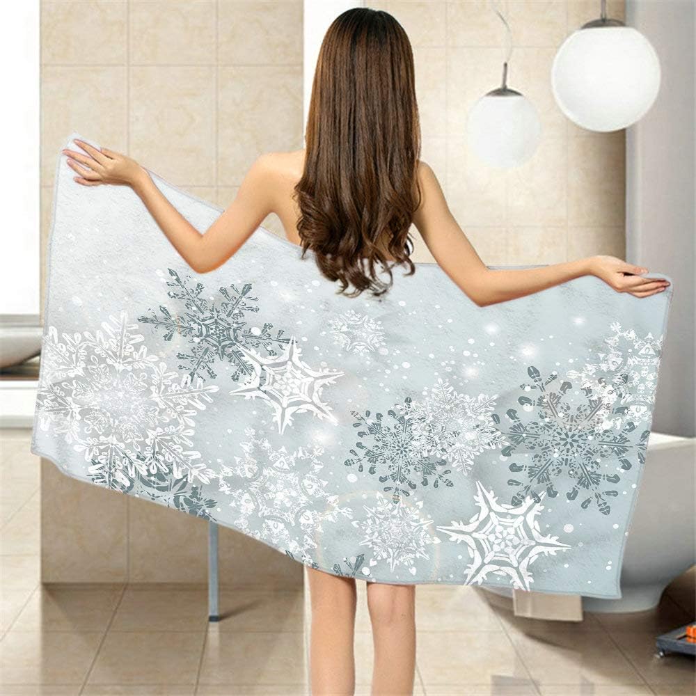 Moslion Crystal Snowflake Bath Towel - 64x32 Inches