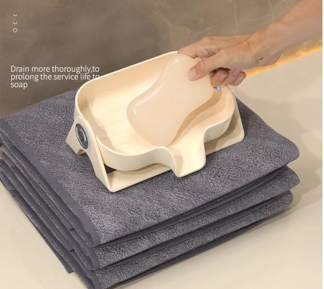 Yellow Self-Draining Bar Soap Dish for Shower and Kitchen