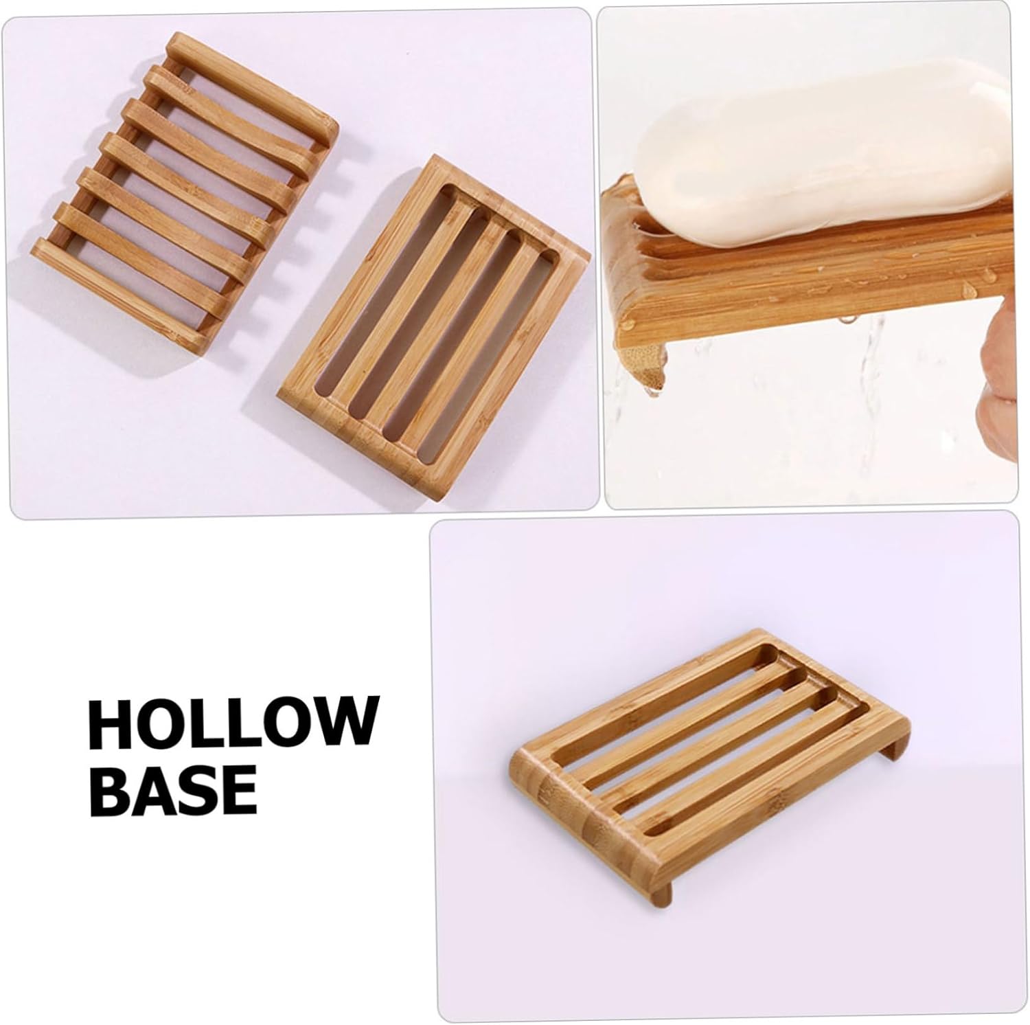 MAGICLULU 2pc Bamboo Soap Dish Drainer