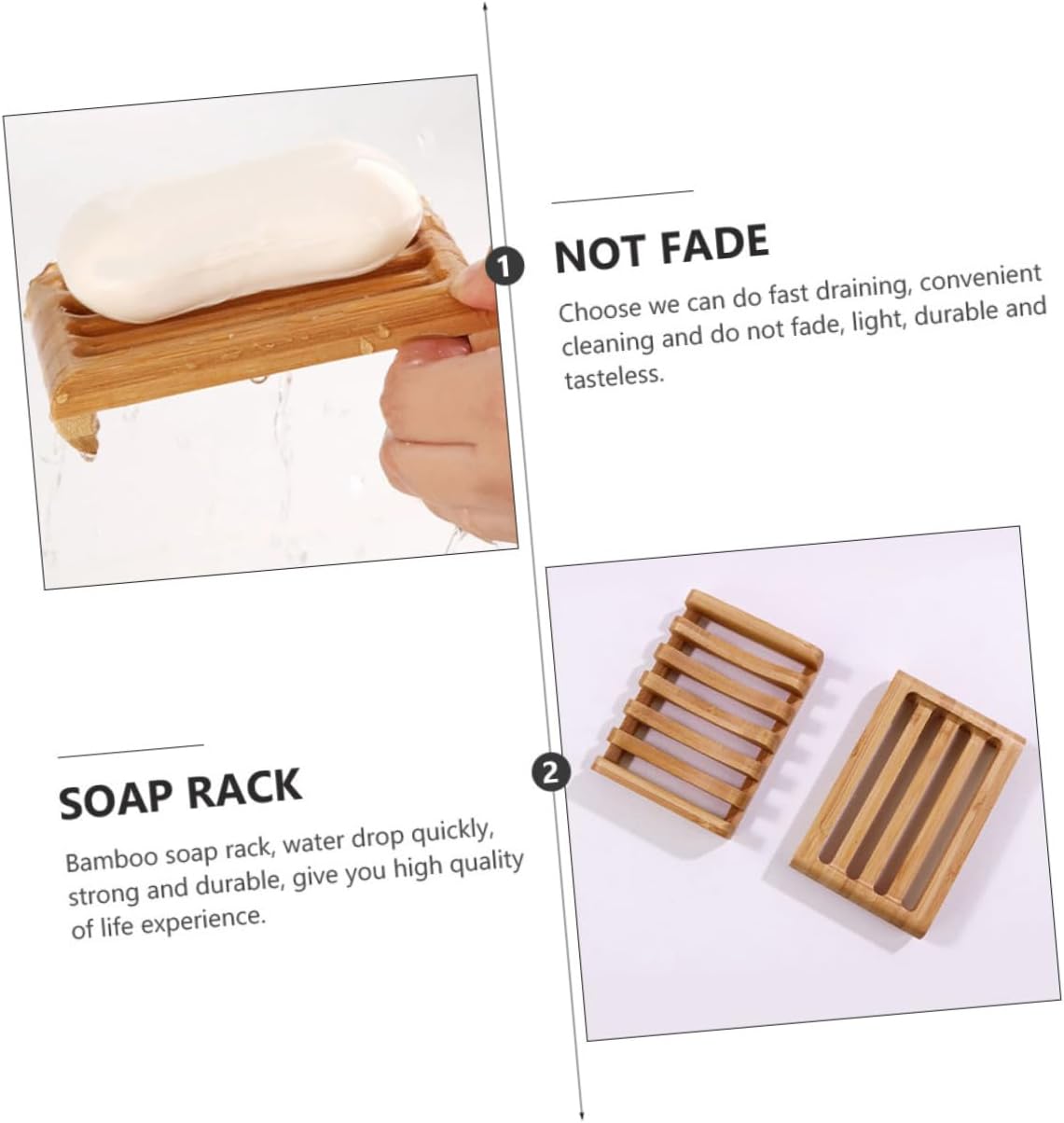Luxshiny Sturdy Bamboo Wood Soap Dish Drainer