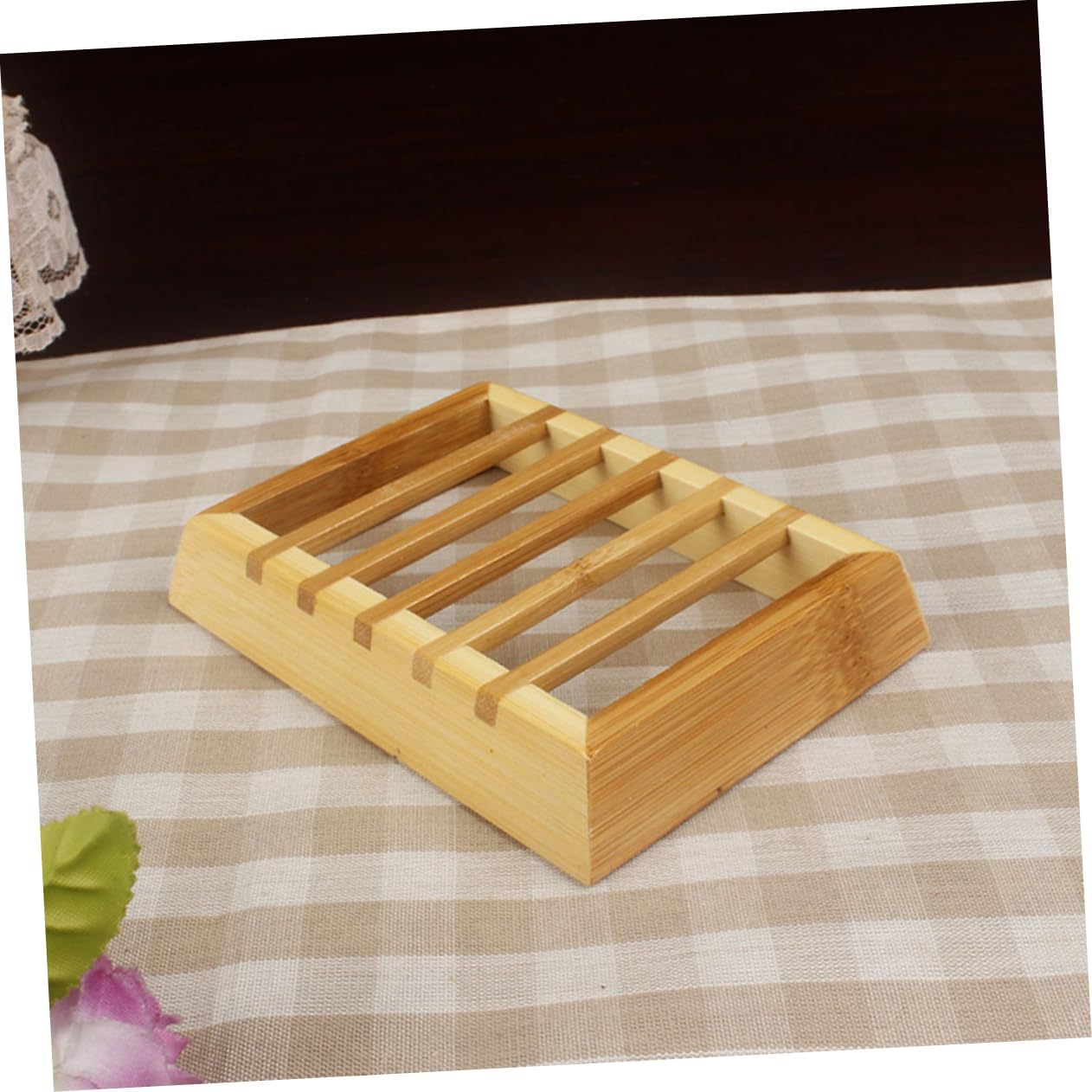 Alipis Natural Bamboo Soap Dish Storage Rack