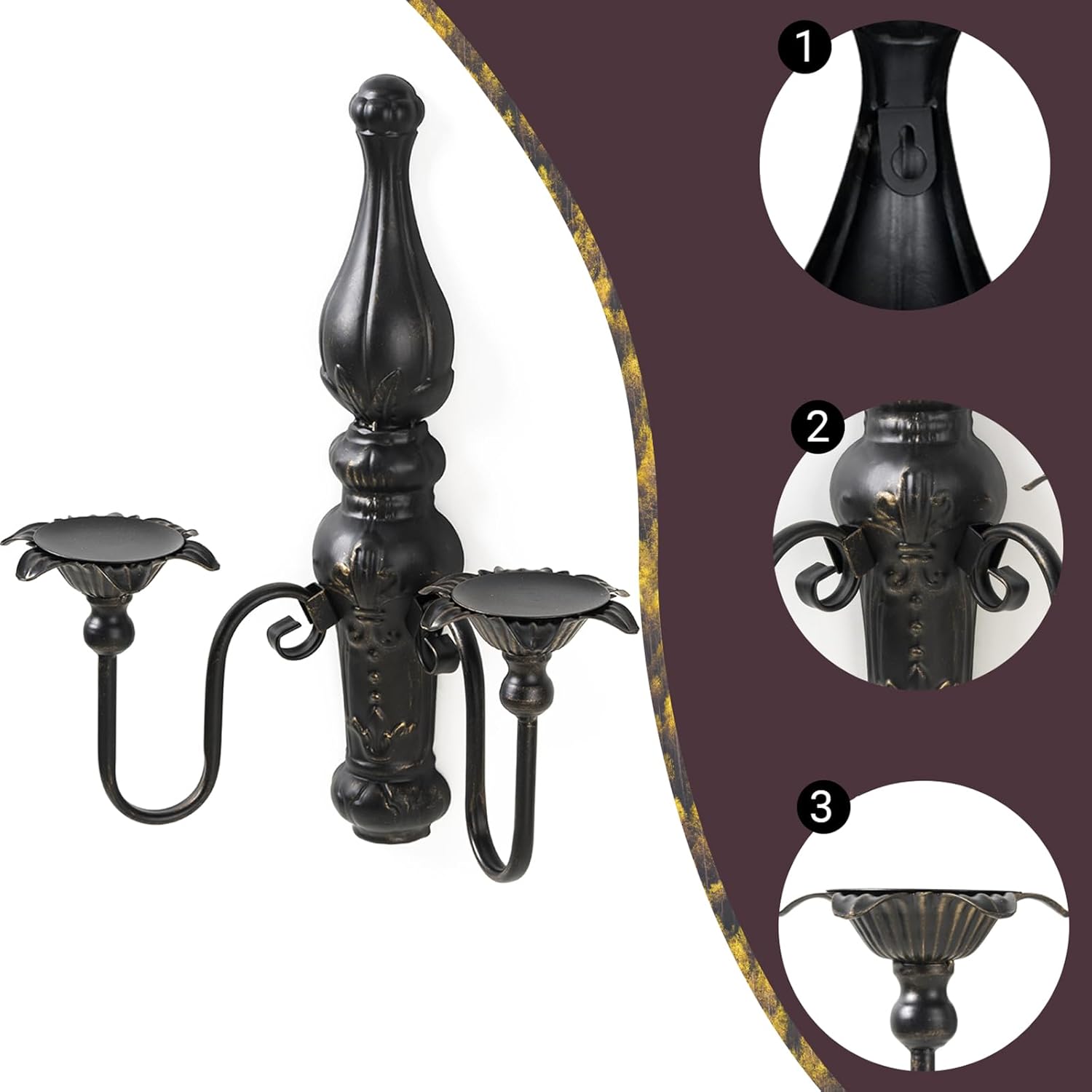 AimtoHome Vintage Candle Sconces Set of 2