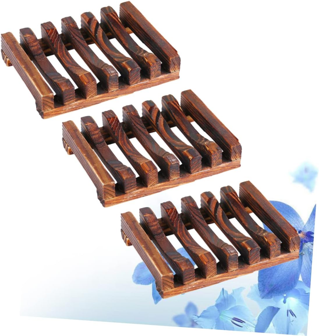 3pcs Wooden Soap Holder Drain Rack with Classic Style Dish Tray