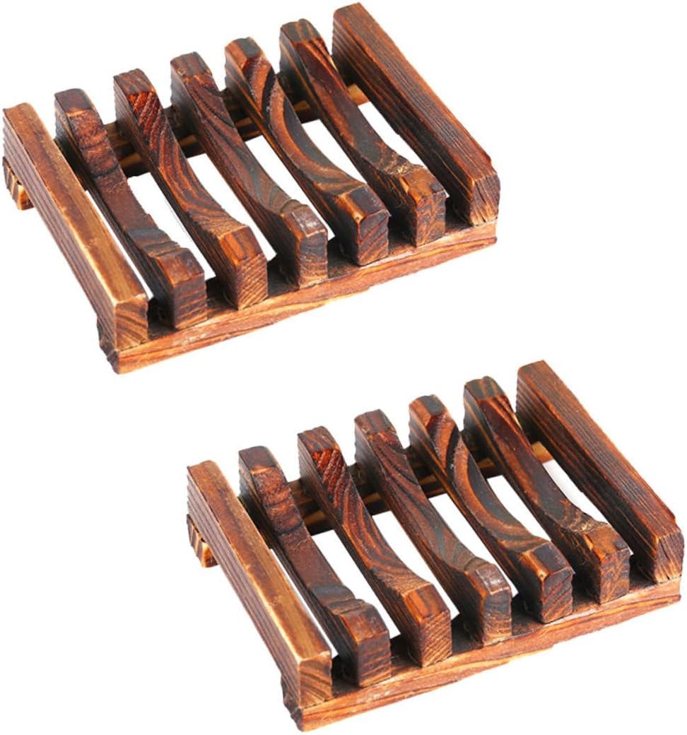 2pcs Wood Soap Shelf Holder Dish for Bathroom Countertop